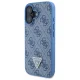 Guess iPhone 16 Case Leather Metal Logo Strass Crossbody, Blue