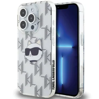 Karl Lagerfeld iPhone 15 Pro Max Case IML Choupette Head & Monogram, Transparent