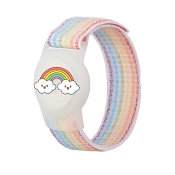 Kids Case with Strap for AirTag EA-67-0Y3S, Nylon Wristband, Rainbow