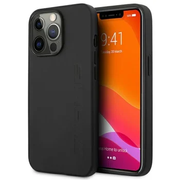 Mercedes iPhone 14 Pro Max Case Leather Hot Stamped, Black