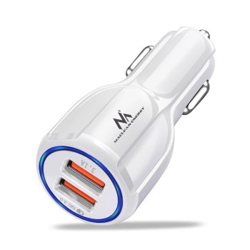 Maclean MCE478 W Car Charger, 2x USB, QC 3.0, 30W, White