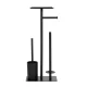 Modernhome Bathroom Stand with Toilet Paper Holder and Brush, Black