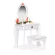 Ecotoys W08H102B Wooden Kids Dressing Table with Mirror and Stool