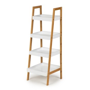 ModernHome 4-Tier Shelving Unit with Bamboo Frame and MDF Shelves