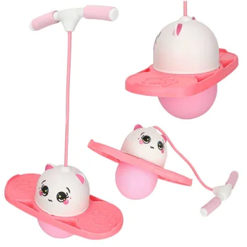 Kids Pogo Jumper Balance Bouncing Toy up to 75 kg with Pump, Pink and White