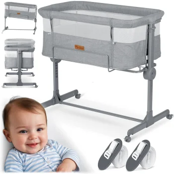 Nukido NK-243 Bedside Cot with Mattress, Grey