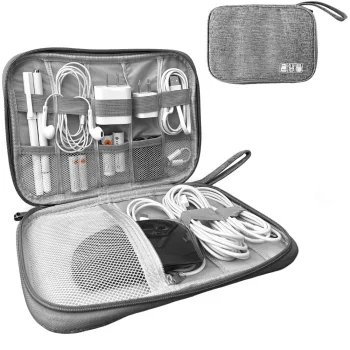 Travel Organizer Case for Cables and Chargers, Grey