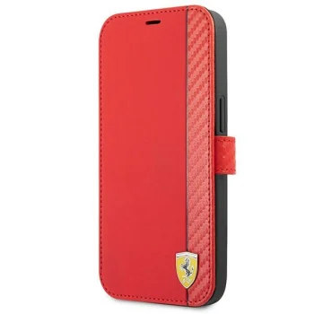 Ferrari iPhone 13 mini Wallet Case On Track Carbon Stripe, Red