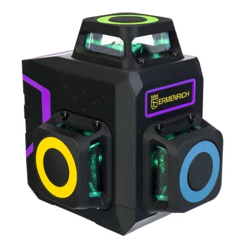 Lazerinis nivelyras Ermenrich LV50 PRO 3D, 12 žalių linijų, 360°, iki 30 m, violetinis