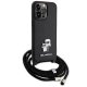 Karl Lagerfeld iPhone 15 Pro Max vāciņš Crossbody Saffiano Metal Pin, melns