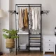 Ruhhy Clothes Rack with Shelves Black