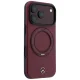 Mercedes leather MagSafe case for iPhone 18 Pro Max and 17 Pro Max with ring stand, burgundy