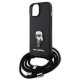 Чехол Karl Lagerfeld для iPhone 15 Saffiano Ikonik Monogram Crossbody, черный