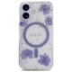 Guess Resin Flowers Glitter MagSafe Case for iPhone 16 Purple