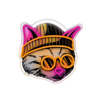 Forever Light ART LED Neon Dreamer Cat, Multicolor