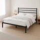 Metal Bed 190x200 cm with Slatted Frame and Headboard ModernHome, Black