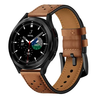 Tech-Protect Leather Strap for Samsung Galaxy Watch 4 / 5 / 6 / 7 / FE, Brown