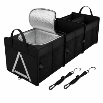 Car Trunk Organizer with Cooler Bag, Black