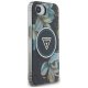 Guess IML Metal Glitter Flowers Triangle MagSafe Case for iPhone 16e, Black