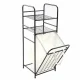 Narrow Laundry Basket with 2 Shelves 54L, Black Frame, Beige