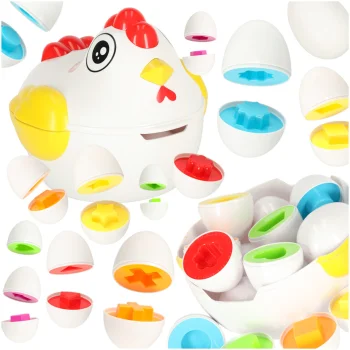 Educational Shape and Color Matching Puzzle Eggs 12 pcs Hen