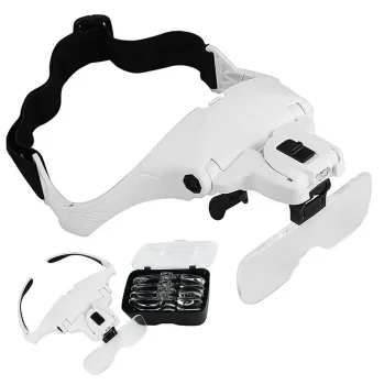 Headband Magnifying Glasses with LED Light DA351, White