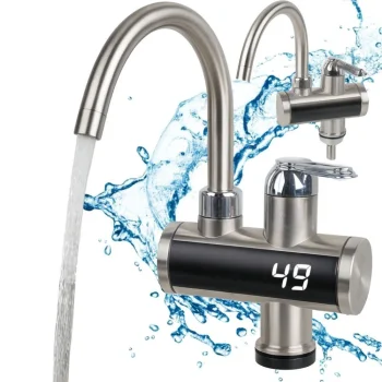 Instant Electric Hot Water Heater Faucet with LED Display 3000W, Silver