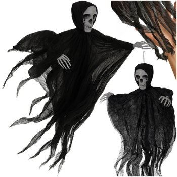 Ruhhy 26125 Hanging Skeleton Halloween Decoration, 70 cm, Black