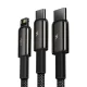 Baseus Tungsten 3in1 Data Charging Cable USB Type C / Apple iPhone Lightning / Micro USB, 3.5A, 1.5m