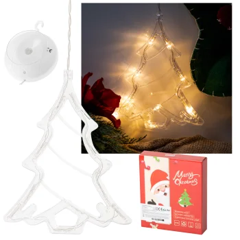 Ikonka LED Christmas Window Decoration Christmas Tree with Suction Cup 10 LED