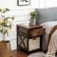Industrial End Table with Drawer and Storage Shelf, Rustic Brown and Black