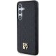 DKNY Samsung Galaxy S24 Case Leather Pattern Metal Logo MagSafe, Black