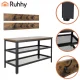 Ruhhy 00027037 Shoe Rack with Coat Hanger and Bench, 73cm, Black/Brown
