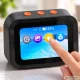 Smart desk clock with AI assistant and Bluetooth speaker, black