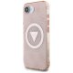 Guess IML Metal Glitter 4G Circle Triangle MagSafe Case for iPhone 16e, Pink