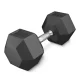 4Fizjo HEX Steel Dumbbell with Rubber Coating, 25 kg, Black