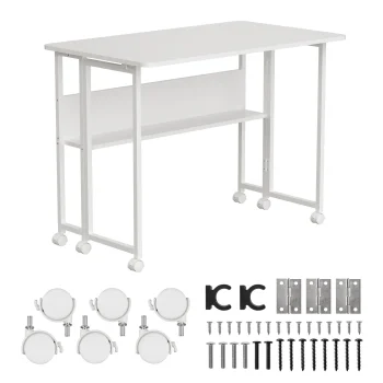 Maclean MC-126 Folding Desk, 100x58cm, White