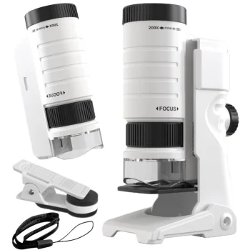 Mobile Phone Microscope Clip 200x Zoom with LED and UV Light