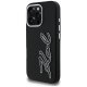 Karl Lagerfeld FW Grained Signature Logo vāciņš iPhone 16 Pro Max, Melns