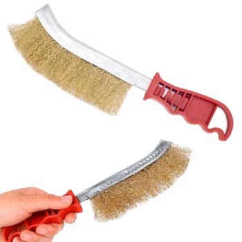 Brass Coated Wire Brush for Rim Cleaning, 24cm