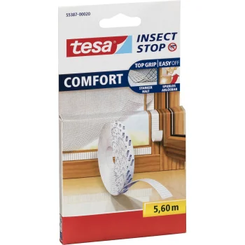 tesa Insect Stop Comfort Hook-and-Loop Tape Replacement Roll 5.6 m x 9 mm, White