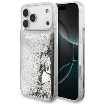 Guess Liq case. Glitter Charms  iPhone 17 Pro - silver
