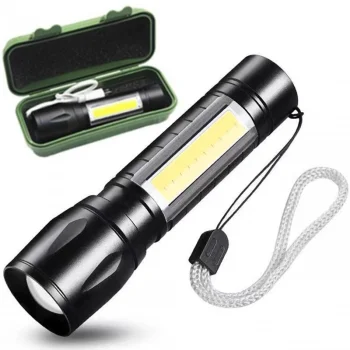 Rechargeable USB Pocket Flashlight, 3 Modes, XPE+COB