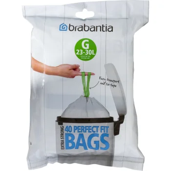 Bin Liners Brabantia PerfectFit Type G 25–30 L, 40 pcs, White
