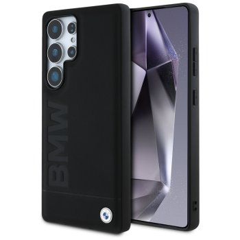 BMW Leather Big Wordmark Case for Samsung Galaxy S25 Ultra, Black