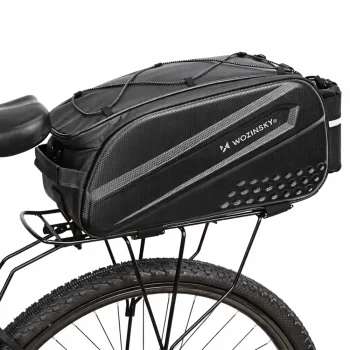 Wozinsky Bike Trunk Bag with Shoulder Strap and Expandable Pockets 14L - Black