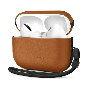 Ausinių dėklas Tech-Protect NaturalFit, skirtas AirPods Pro 3, rudas