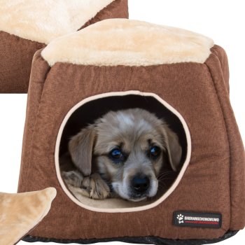 Soft pet house for small dogs and cats, bed, brown