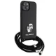 Karl Lagerfeld iPhone 15 Plus Case Crossbody Saffiano Metal Pin, Black