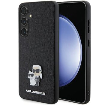 Samsung Galaxy S24+ Plus (SM-S926) Karl Lagerfeld Saffiano Karl&Choupette Metal Pin Case Cover, Black